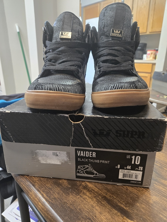 Supra Vaider | Black Thumb Print. Size 10